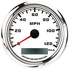 MOTOR METER RACING W Pro 85mm GPS Speedometer 120 MPH White 12/24V Red LED IP67 picture