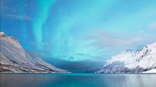 Landscape mountains aurorae blue snowy mountain cyan Custom Gaming Mat Desk picture