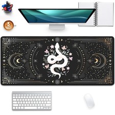 Starry Sky Moon White Snake Extended Gaming Mouse Pad 27.5x11.8 Inch Mat picture