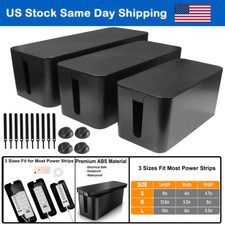 3Pcs Cable Management Box Cable Organizer Box Wires Power Strips Hide Box Black picture