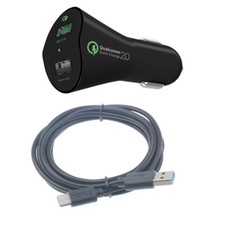 CAR CHARGER 30W FAST 2-PORT USB 6FT CABLE TYPE-C QUICK DC for PHONES & TABLETS picture