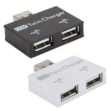 USB 2.0 Male to Twin Charger Dual 2 Port USB Splitter Hub Adapter Converter picture