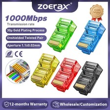  ZoeRax 100PCS RJ45 Cat6 Pass Through Connectors EZ to Crimp Modular Plug picture