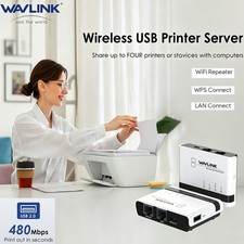 Wavlink 3 IN 1 USB Wireless Print Server LAN/Bridge RAW Printer Server Adapter picture