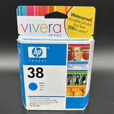 HP 38 Vivera Cyan C9406A Pigment Ink Cartridge New Sealed picture