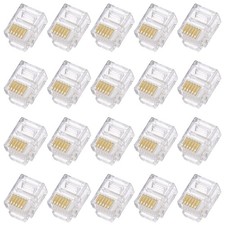 Telephone Modular Plug Male RJ11/RJ12 6P6C Clear 20pcs picture