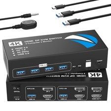 HDMI DisplayPort KVM Switch 2 Monitors 2 Computers 4K@60Hz 4 USB 3.0 Ports picture
