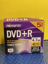 Memorex DVD+R 5 pack 4.7 GB 120 Minutes Recordable Blank DVD w/ Cases NEW (G19) picture