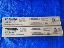 NEW Lot of 2, Toshiba T-FC55-M Magenta T-FC55-Y Yellow Toner Cartridge picture