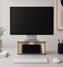 Stylish Wooden Monitor Stand for Modern Tech Enthusiasts Multimedia Station picture