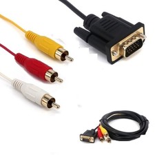 VGA TO 3 RCA Cable Component AV TV Out Adapter Converter PC Video SVGA Cord 5FT picture