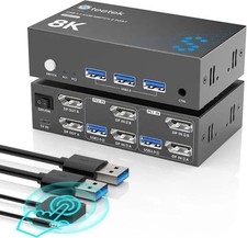 8K Displayport KVM Switch 2 Monitors 2 Computers, 8K@60Hz Dual KVM Switch for 2 picture