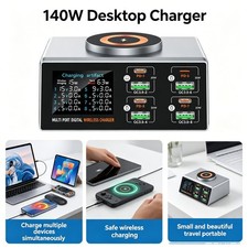 MULTI PORT DIGITAL Charger PD3.0 140W USB-C 8-Port for Laptop Phone Desktop picture