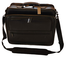 Port Noteworthy Executive Black Leather Laptop Briefcase with Shoulder Strap picture
