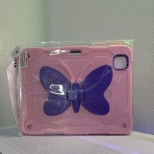 Pink Purple Butterfly Rugged Case for iPad Pro11 air 5 gn Shockproof Stand Strap picture