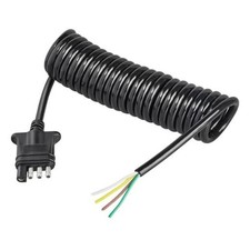 4 Way Flat Trailer Wiring Harness Coiled Cable 10.5 Feet, Stretchable 4 Pin picture