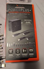 Helix powerplus 65W Universal Laptop Charger USB-C cable and power adapter tips picture