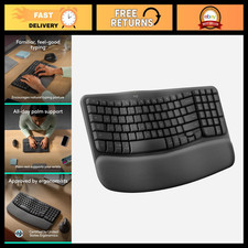 Ergonomic Wireless Keyboard with Palm Rest - Wave Keys, Comfortable Typing, Grap picture