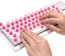 64PCS Long Nail Keyboard Stickers Reusable Pink Letters Protective Desktop Keys picture
