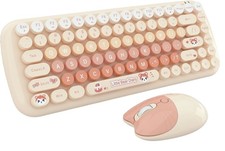 1 Set TzBBL Mini Wireless Keyboard Mouse Multicolor Chocolate 84 Key Cute picture