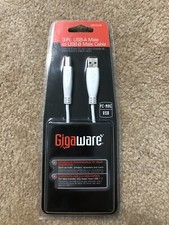 GIGAWARE 3-FT. USB-A MALE TO USB-B MALE WHITE CABLE  # 260-3258 NEW  picture