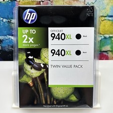HP 940 XL Black Ink Cartridges Twin Pack Genuine Original Officejet Print Sealed picture