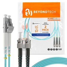 2Pack 2M 6.56FT LC To ST Multimode Duplex Fiber Optic Patch Cable UPC OM3 10G picture