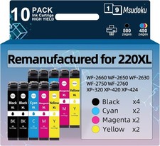 Compatible For 220XL Ink Cartridge For Epson WorkForce WF-2750 WF-2760 WF-2630 picture