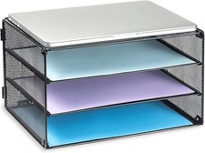  3 Tier Letter Tray Paper Organizer Mesh Metal Desk File Organizer for 1 Black picture