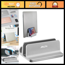 Adjustable 2-in-1 Vertical Laptop Stand Dock - Space-Saving Aluminum Holder for picture