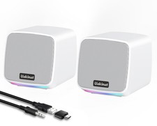 Computer Speakers Desktop PC USB Powered 3.5mm Aux Speaker Laptop White picture
