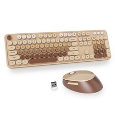Brown Keyboard Mouse Wireless Cute Colorful Typewriter FullSized Pad picture