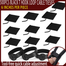 500Pcs Black T-Type Hook and Loop Cable Ties picture