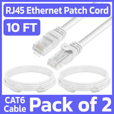 2 Pack 10 Feet Cat6 Patch Cable White LAN Ethernet Cord Network Internet Cable picture