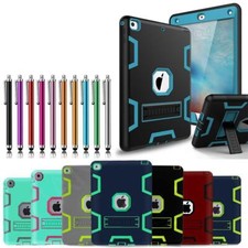 NEW Military Shockproof Heavy Duty Rubber Hybrid Stand Case Cover For Apple iPad picture