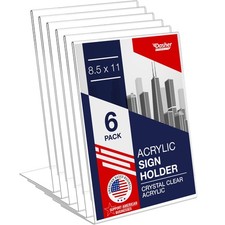 Acrylic Sign Holder 8.5 x 11 Slant Back 6 Pack Clear Display Stand A-Frame Flyer picture
