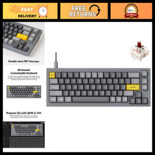 Custom Mechanical Keyboard 65% Layout, Hot-Swappable Gateron Brown, QMK/VIA, Alu picture