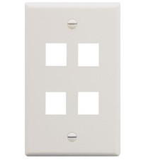 ICC ICC-IC107F04WH FACEPLATE- FLAT- 1-GANG- 4-PORT- WHITE picture
