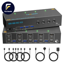 KVM Switch 3 Monitors 4 Computers 4K@60H Edid Simulation,Usb 3.0 HDMI Displaypo picture