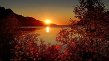 Landscape fall leaves sunlight water Custom Gaming Mat Desk picture