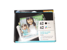 HP 62 Photo & Card Value Pack 2 Ink Cartridges 45 Photo Sheets 10 Envelopes OEM picture