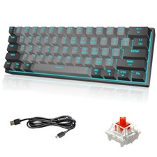 Snpurdiri 60% Wired Gaming Keyboard Ice Blue LED Backlit Small 61 Keys Office picture