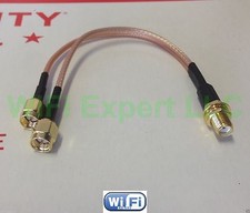 8” SMA Female to 2X SMA male RF coaxial cable Y type splitter pigtail RG316 USA picture