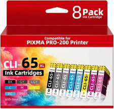 CLI-65 8 -Color Set Ink Compatible For PIXMA Pro-200s  Pro-200 Printer picture