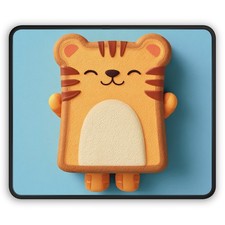 Smiling Tiger Plush Illustration Gaming Mouse Pad | Cute Animal Desk Mat picture