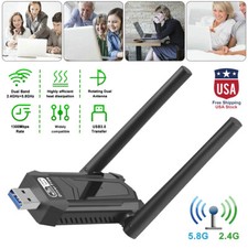 1300Mbps Wireless Dual Band USB 3.0 WiFi 2.4G/5G Network Adapter Dongle fits PC picture