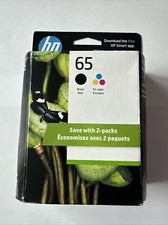 HP 65 Black And Tri-Color Ink Cartridges T0A36AN Exp.7/2027 picture