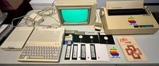 Vintage Apple IIc Computer With Monitor & Printer With External Floppy Drive. picture