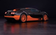 Cars blank and orange bugatti veyron super Desk Mat Stitched picture