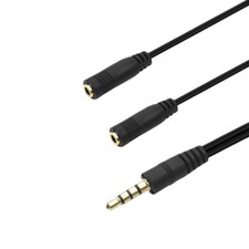 3.5mm TRRS Male To Dual 3.5mm TRS Female Headphone and Mic Breakout Cable for PC picture